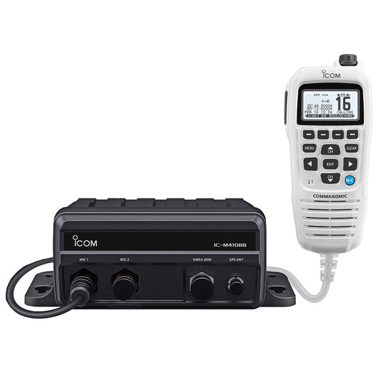 Icom M410BB GW 11 Black Box VHF w/White Command Mic  2 Command Mic Ports [M410BB GW 11]