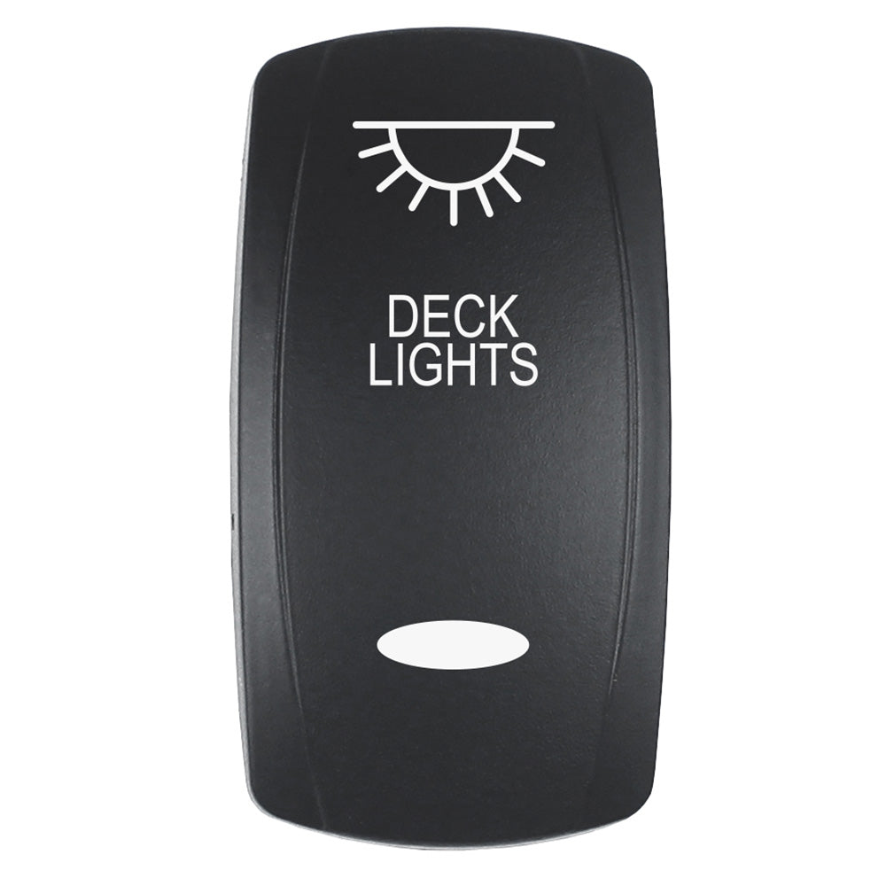 Pacer Actuator - 'DECK LIGHTS' f/V Series Contura Switches - Black - Laser Etched (Top/Bottom Light) [EV2LE-DECK]