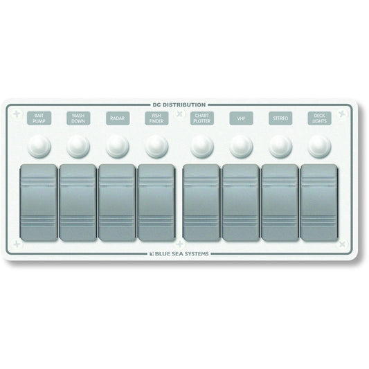 Blue Sea 8271 Water Resistant Panel - 8 Position - White - Horizontal Mount [8271]