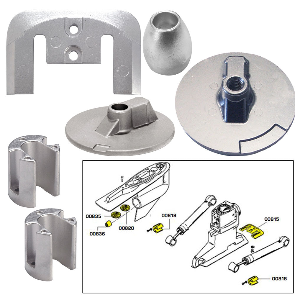 Tecnoseal Anode Kit w/Hardware - Mercury Bravo 3 2004-Present - Aluminum [20805AL]