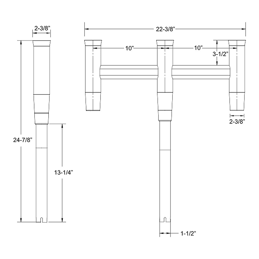 TACO Deluxe Trident Rod Holder Cluster Straight [F31-0780BXY-1]