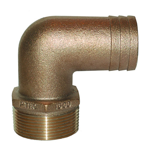 GROCO 3/4" NPT x 3/4" ID Bronze 90 Degree Pipe to Hose Fitting Standard Flow Elbow [PTHC-750]