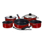 Magma Nestable 10 Piece Induction Non-Stick Enamel Finish Cookware Set - Magma Red [A10-366-MR-2-IN]